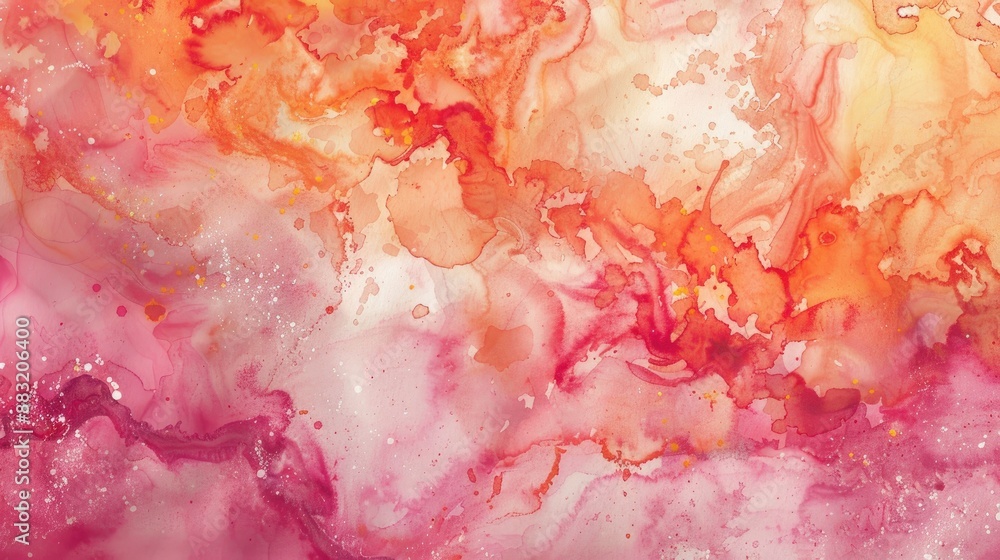Fototapeta premium Passion watercolor art with coral marble print patterns and alcohol ink backgrounds