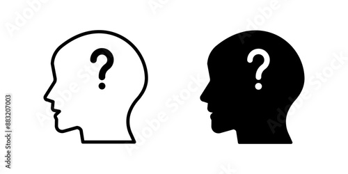 head  with question mark Icon set. Symbol isolated on white background. vector illustration. color editable.
