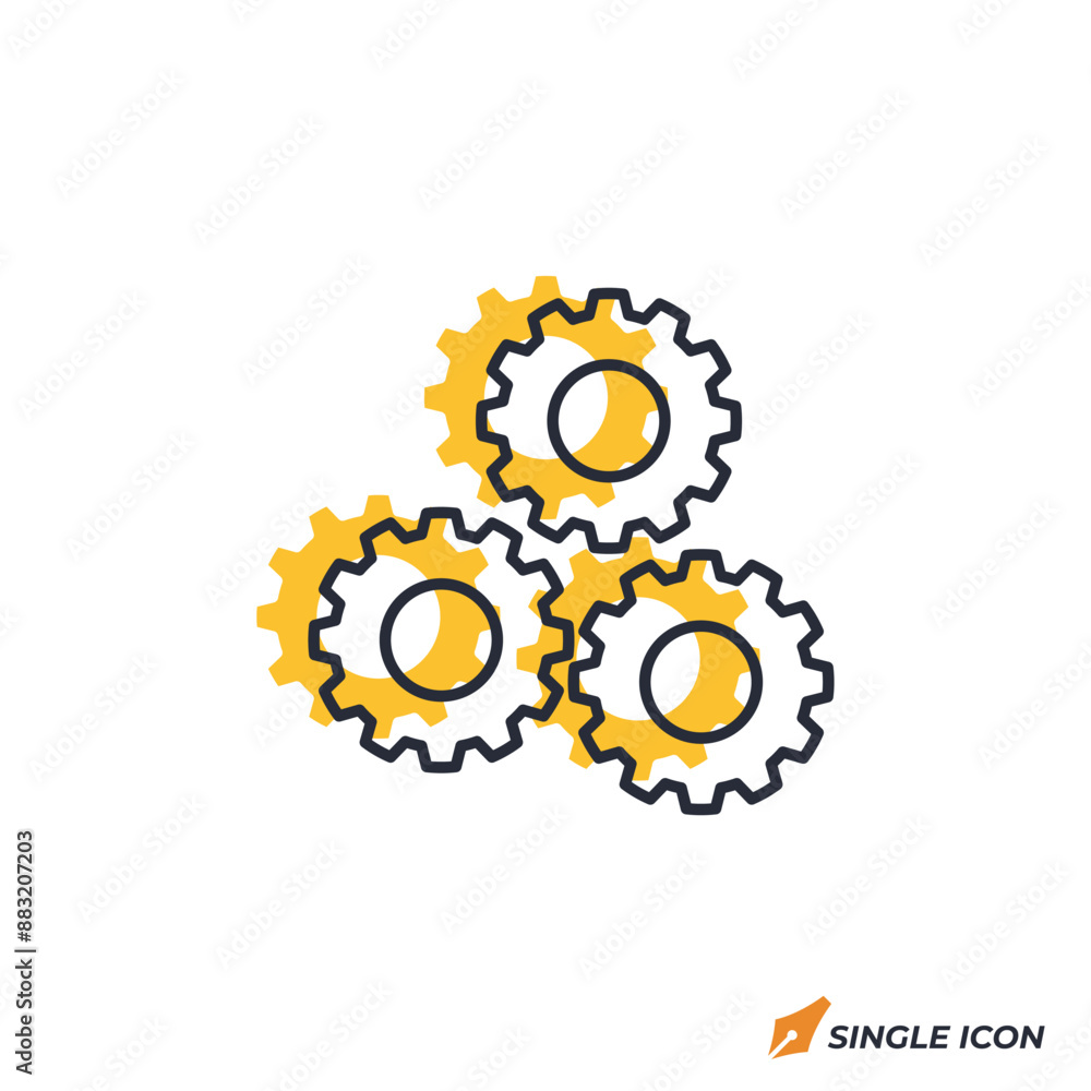 Gear icon vector illustration. Gear symbol isolated on white background. Gear icon vector illustration. Gear symbol isolated on white background.