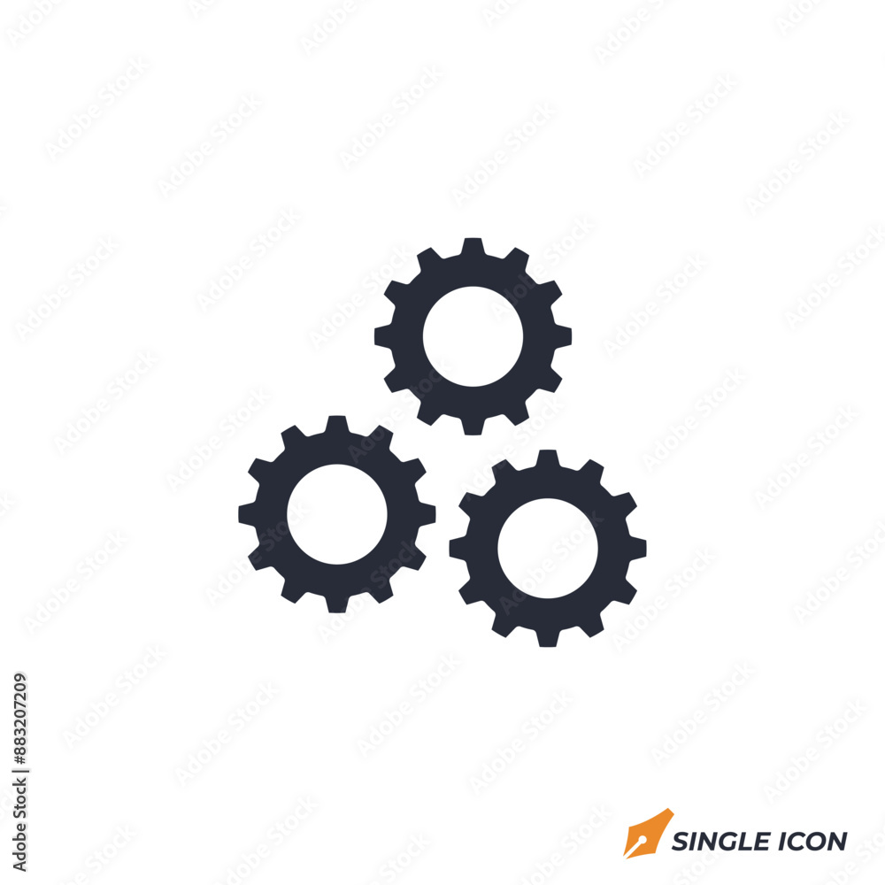 Gear icon vector illustration. Gear symbol isolated on white background. Gear icon vector illustration. Gear symbol isolated on white background.