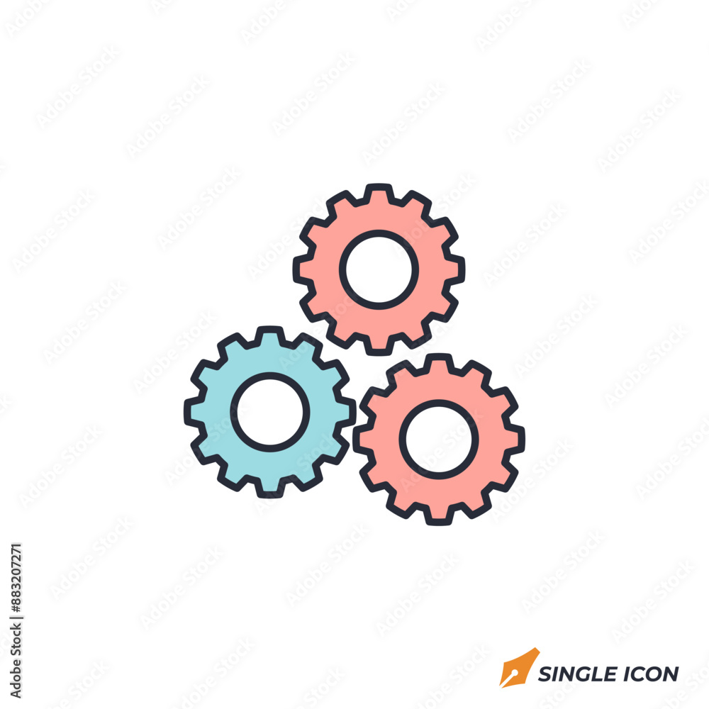 Gear icon vector illustration. Gear symbol isolated on white background. Gear icon vector illustration. Gear symbol isolated on white background.