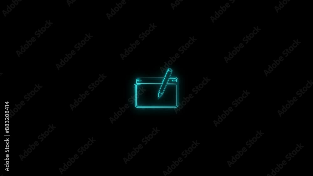 Writing icon neon glowing with Background Writing icon neon glowing with Background