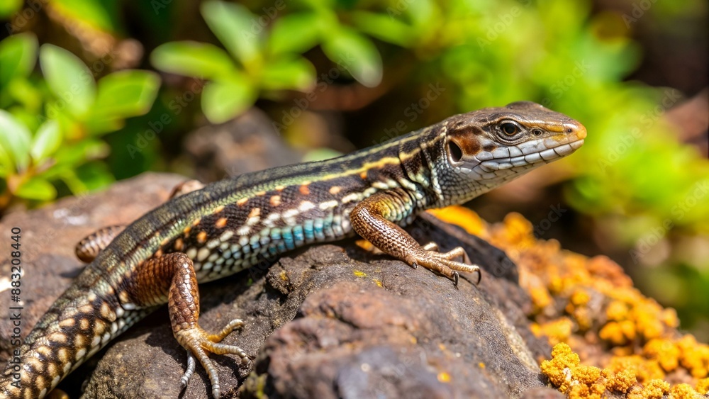 Madeiran wall lizard (Teira dugesii) is a species of lizard in the family Lacertidae. The species is endemic to Madeira Islands, Portugal. Madeiran wall lizard (Teira dugesii) is a species of lizard in the family Lacertidae. The species is endemic to Madeira Islands, Portugal.