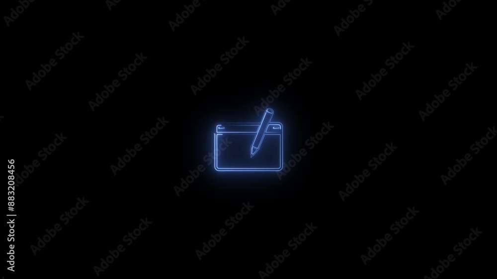 Writing icon neon glowing with Background Writing icon neon glowing with Background