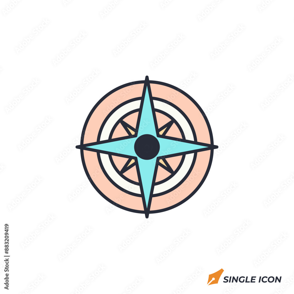Compass icon vector illustration. Compass symbol isolated on white background. Compass icon vector illustration. Compass symbol isolated on white background.
