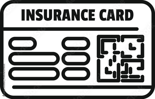 Simple icon of an insurance card showing health coverage with a qr code