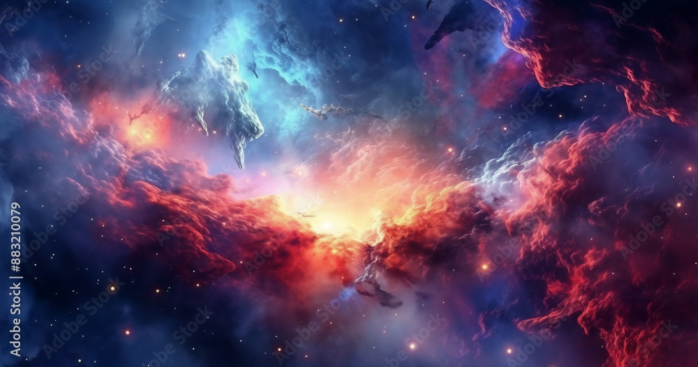a colorful space filled with stars and clouds with a bright light coming from the center of the image and a bright light coming from the center of the image a colorful space filled with stars and clouds with a bright light coming from the center of the image and a bright light coming from the center of the image