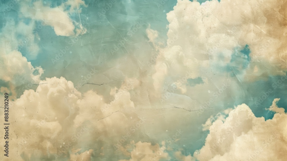 Old fashioned sky backdrop on worn paper texture Old fashioned sky backdrop on worn paper texture