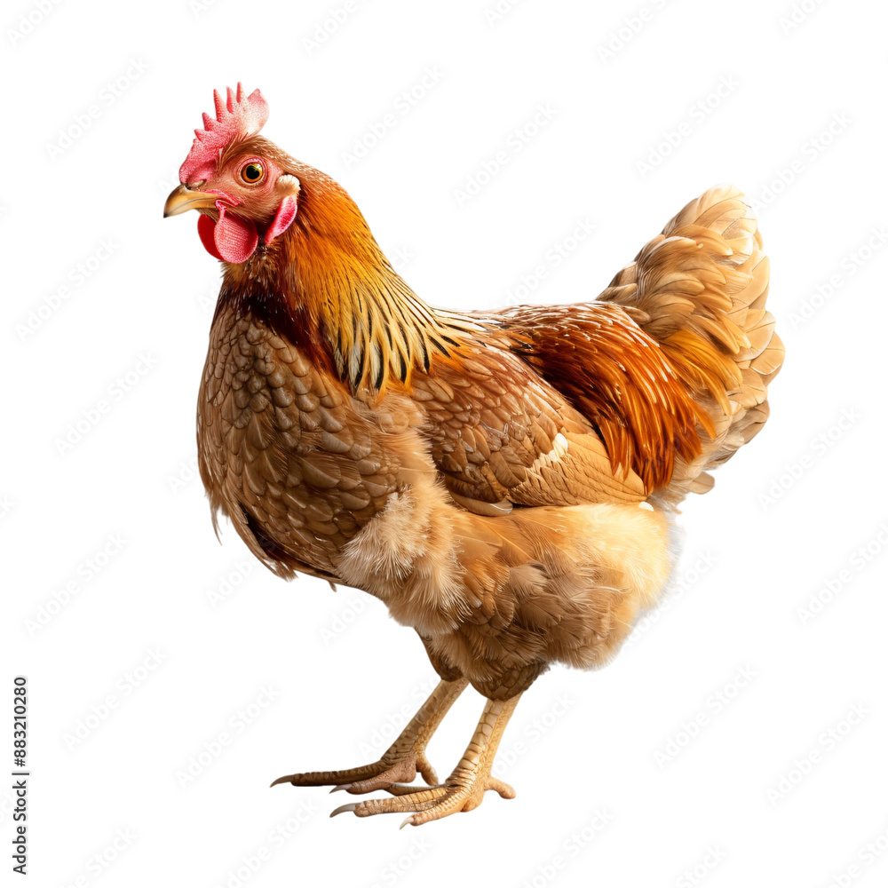 Fototapeta premium brown chicken hen isolated white background