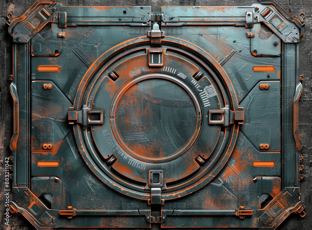 Fototapeta premium A metal plate with a circular hole in the middle