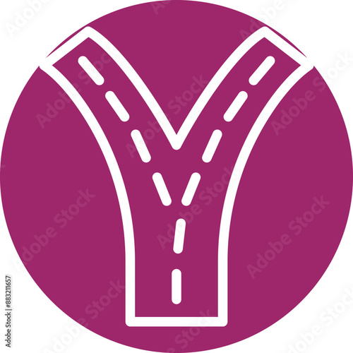 Road Split Vector Line White Circles Multicolors