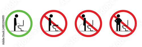 Set of toilet restriction  icon collection. Man pee, for do not piss sign. Vector illustration.