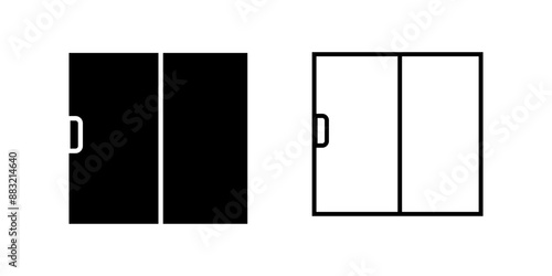 sliding door set Icon Symbol isolated white background. vector illustration. color editable.