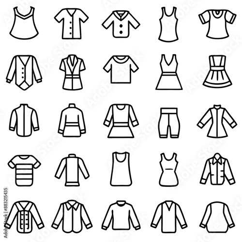 Outerwear apparel for women and girls vector icon set