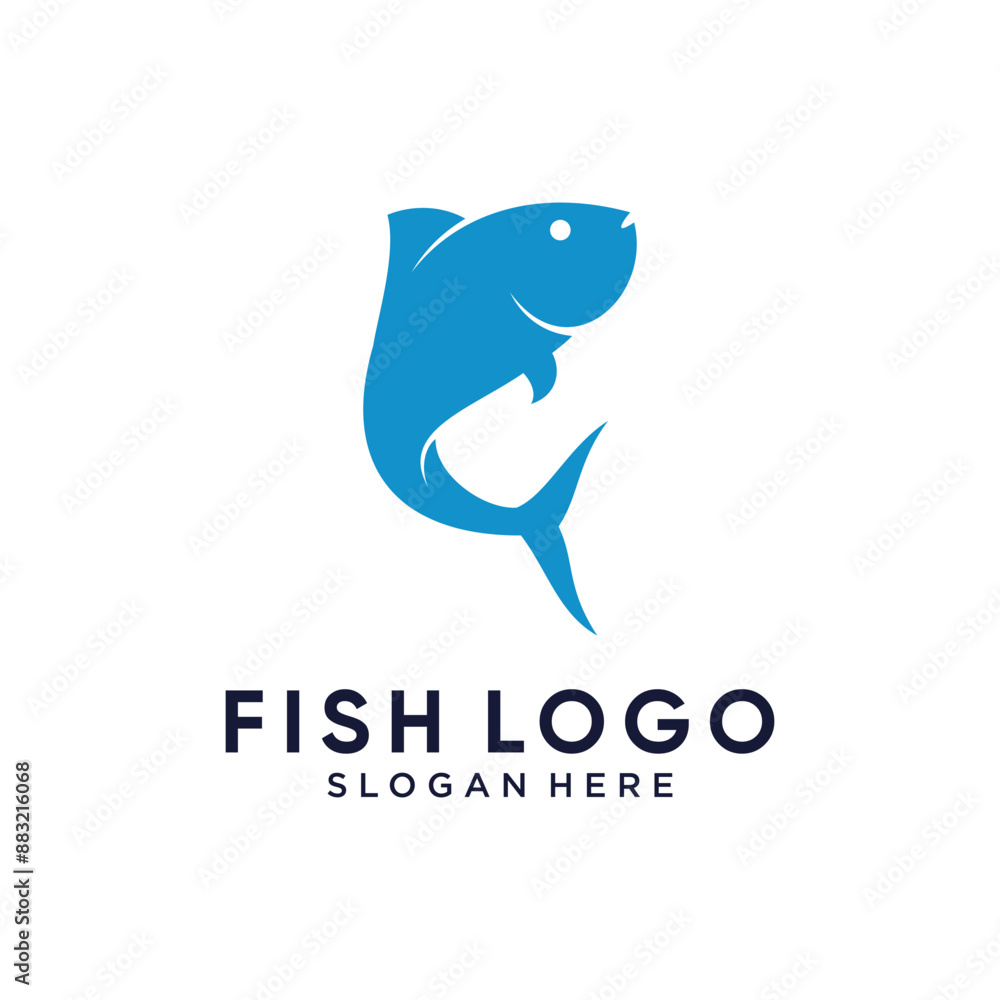Obraz premium Fish logo design icon vector illustration with creative concept