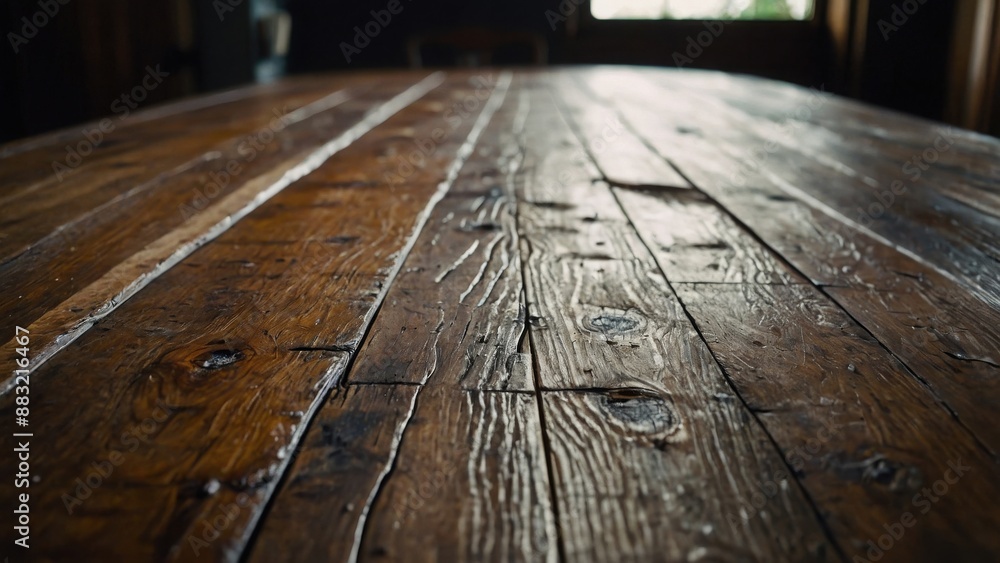 Close Up of Weathered Wooden Table Surface in Rustic Setting Close Up of Weathered Wooden Table Surface in Rustic Setting