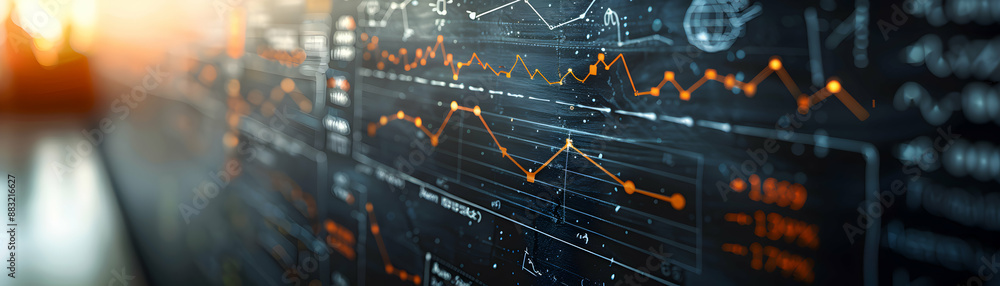 Photo Realistic Blackboard with Market Trends and Report Concept for Market Analysis and Business Strategy on Dreamy Background � Stock Photo Photo Realistic Blackboard with Market Trends and Report Concept for Market Analysis and Business Strategy on Dreamy Background � Stock Photo