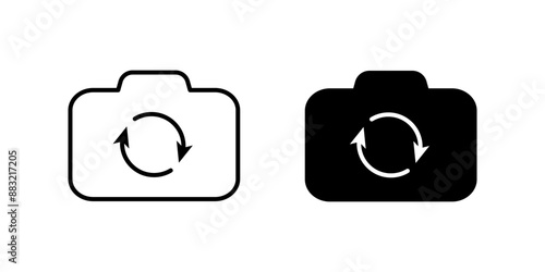 Switch from front to back camera Icon set. Symbol isolated on white background. vector illustration. color editable.