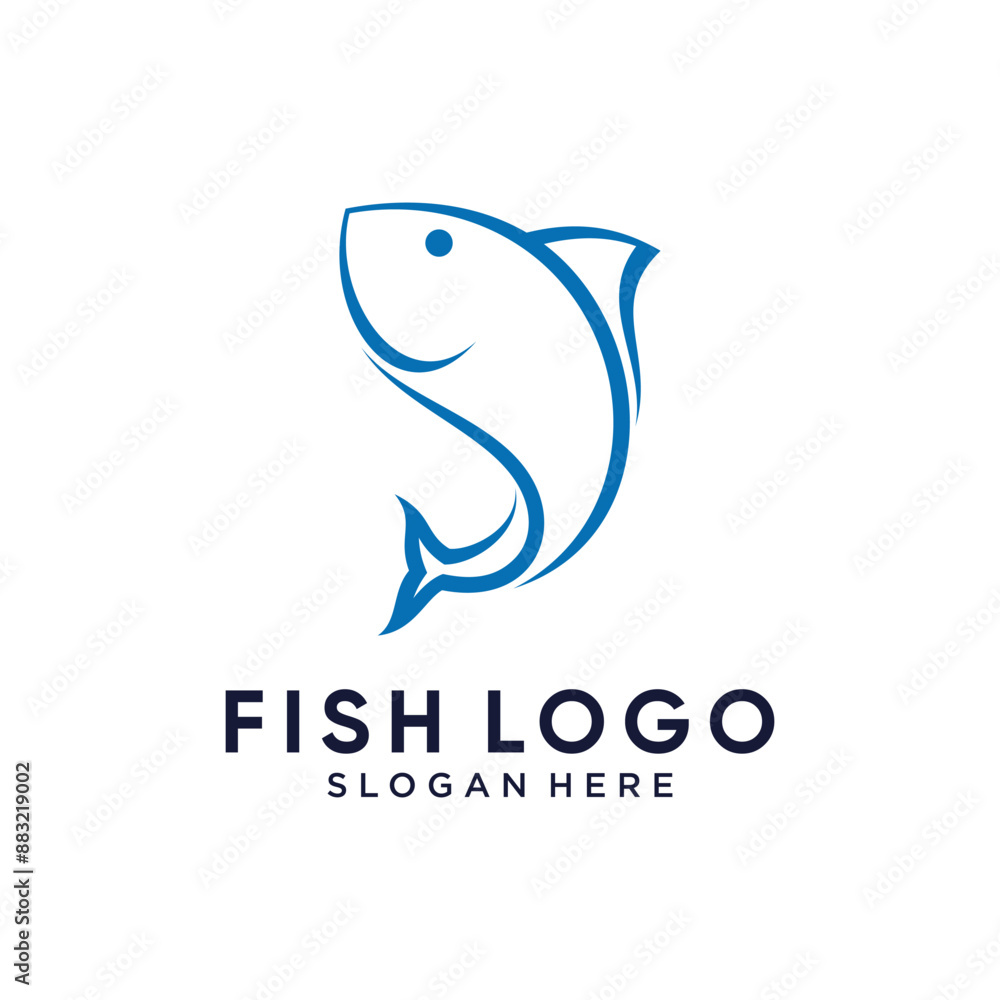 Obraz premium Fish logo design icon vector illustration with creative concept