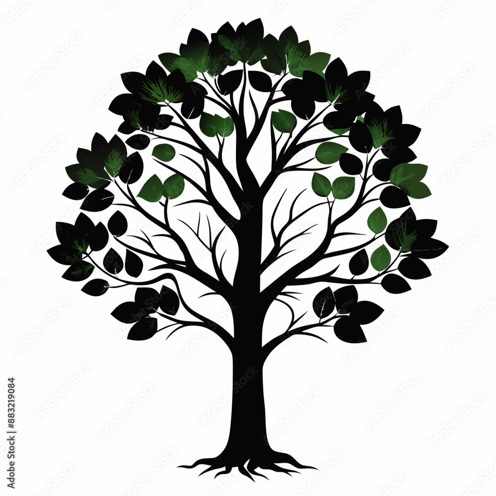 Fototapeta premium tree with leaves vector illustration 