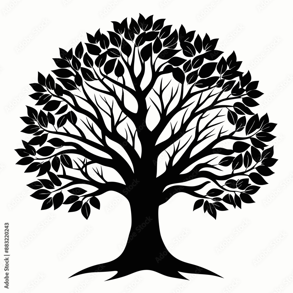 Obraz premium tree with leaves vector illustration