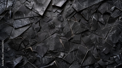 Abstract Black Slate Texture - Close-Up of Irregular Shapes