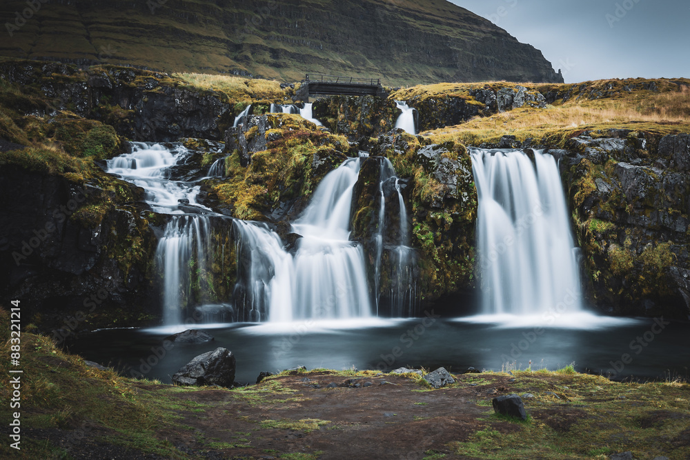Fototapeta premium Waterfalls at Kirkjufell Mountain in Iceland.