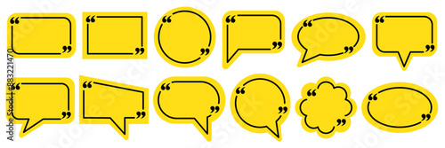 Quote box frame, big set. Quote text in speech bubble. Quote box icon. Blank template quote text info design boxes quotation bubble blog quotes symbols.