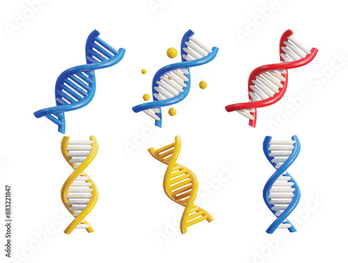 DNA icon set 3d rendering vector illustration