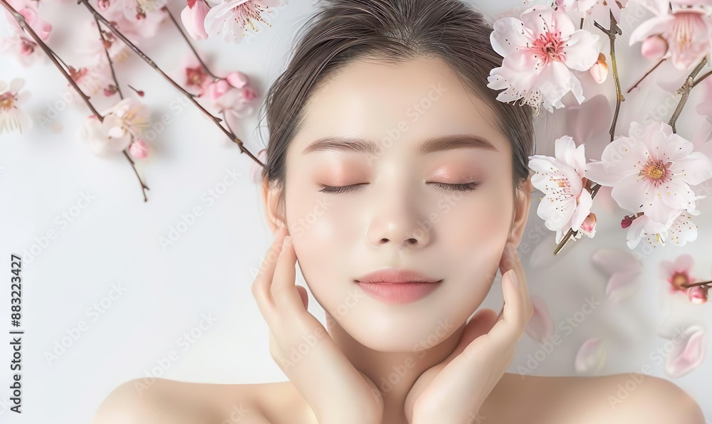 Beautiful asian woman with clean and fresh skin, Face care, Beauty and body care, skincare,clean skin, Asian women portrait.body and skincare concept Beautiful asian woman with clean and fresh skin, Face care, Beauty and body care, skincare,clean skin, Asian women portrait.body and skincare concept
