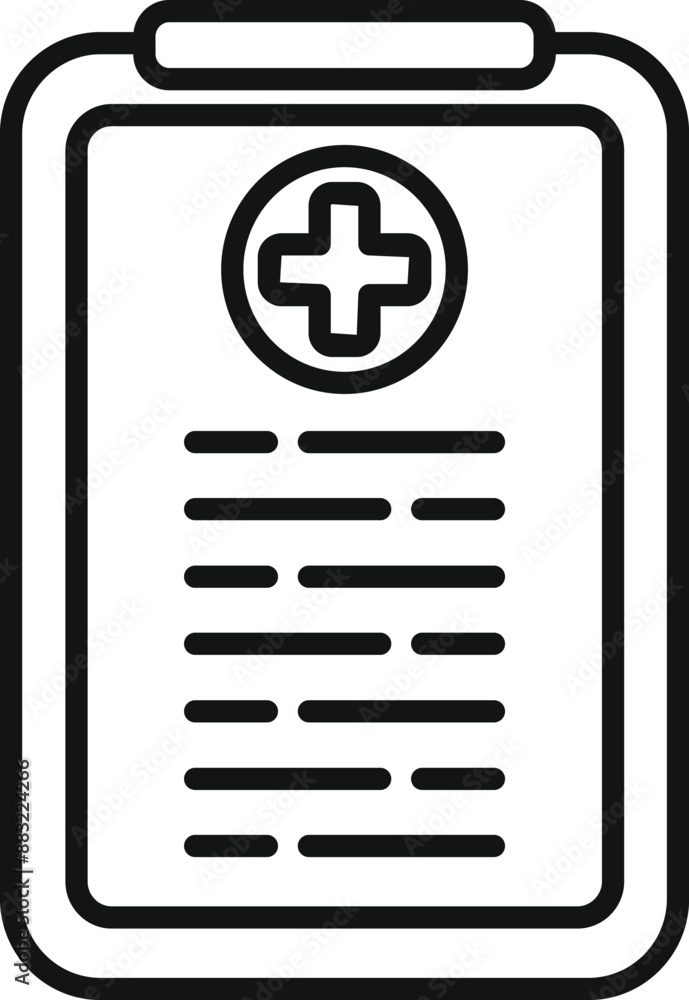 Medical record icon outlining patient data with cross symbol Medical record icon outlining patient data with cross symbol