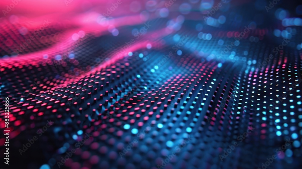 Colorful LED abstract light pattern with vibrant blue and pink dots creating a futuristic and digital technology background. Colorful LED abstract light pattern with vibrant blue and pink dots creating a futuristic and digital technology background.