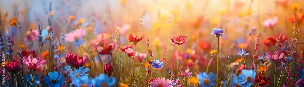 Meadow and Wildflowers Half Tone: Renewal and Beauty Symbolized in Whimsical Background Stock Photo Concept Meadow and Wildflowers Half Tone: Renewal and Beauty Symbolized in Whimsical Background Stock Photo Concept