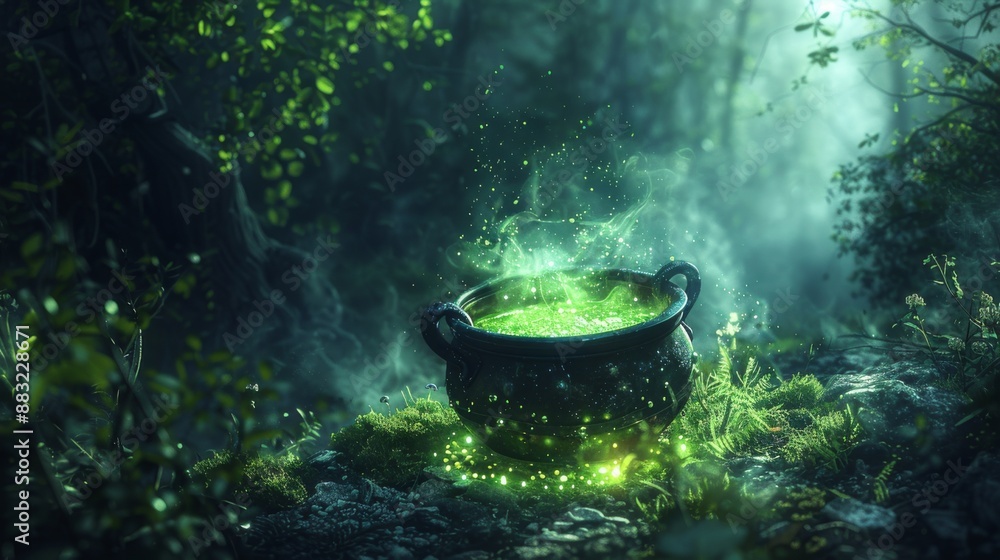 Magic Potion in a Forest Cauldron. Magic Potion in a Forest Cauldron.