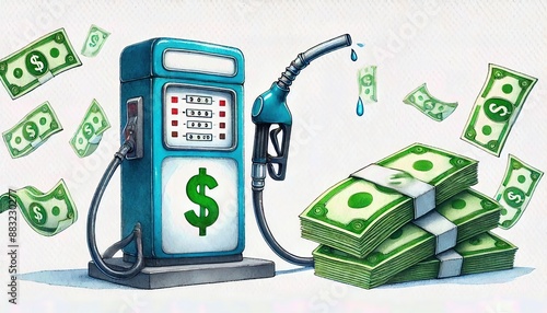 Gas pump and money photo