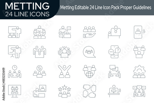 Collection of 24 meeting line icons. These design elements are suitable for your projects and are provided as vector illustrations."
