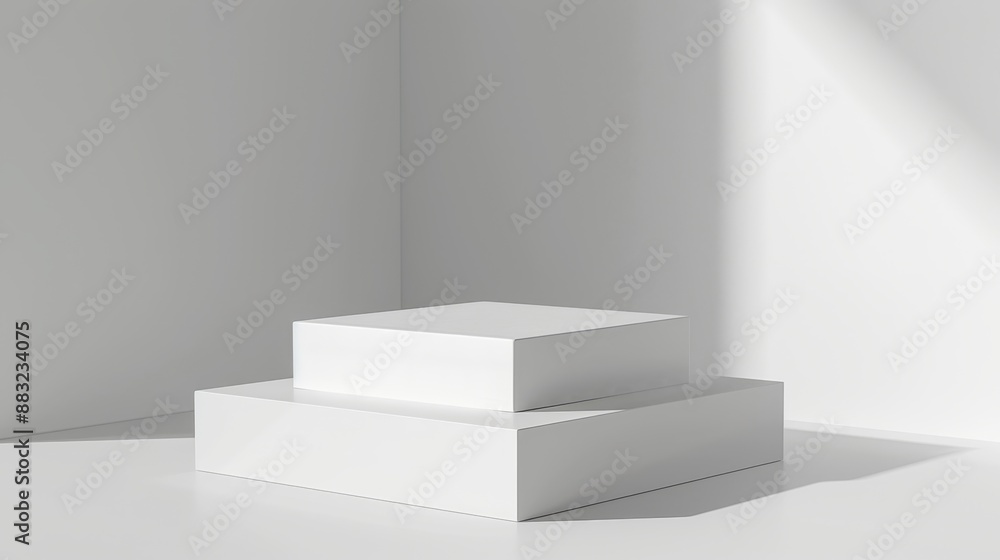 Minimalist White Podium with Shadow in Corner Minimalist White Podium with Shadow in Corner
