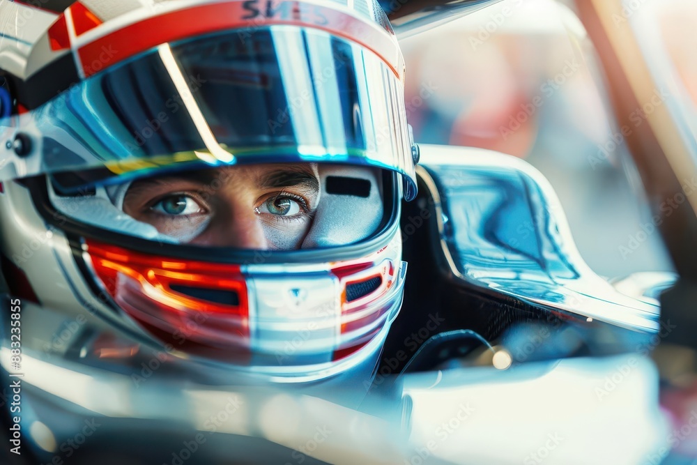 formula 1 driver in cockpit intense focus visible through helmet visor blurred racetrack background conveys speed and precision dynamic composition with strong diagonals formula 1 driver in cockpit intense focus visible through helmet visor blurred racetrack background conveys speed and precision dynamic composition with strong diagonals
