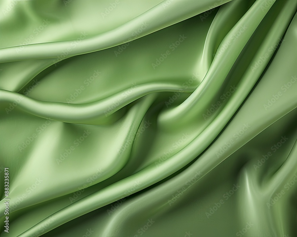 Smooth green silk fabric with elegant folds and wrinkles Smooth green silk fabric with elegant folds and wrinkles