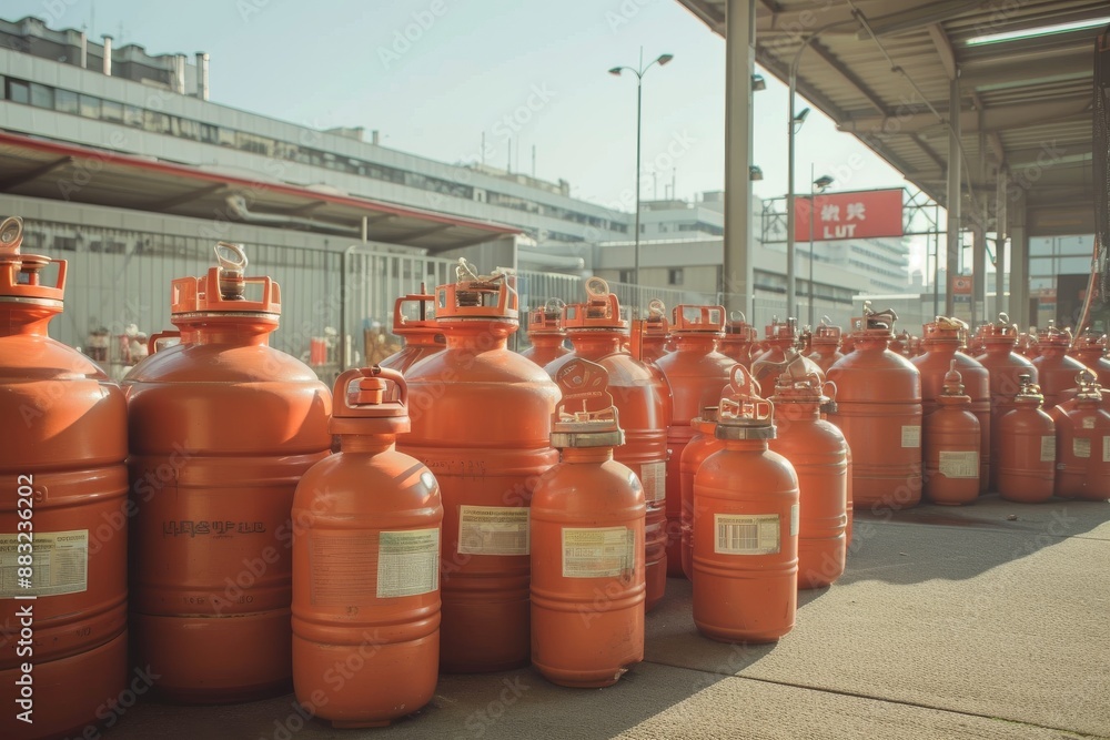 LPG gas bottles at gas station LPG gas bottles at gas station LPG gas bottles at gas station LPG gas bottles at gas station