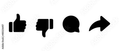 Like, dislike, comment, and share icon in generic style