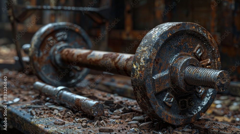 Rusty Barbell Close-Up Abandoned Gym Equipment Rusty Barbell Close-Up Abandoned Gym Equipment