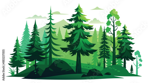 trees in the forest vector art illustration.AI GENERATED