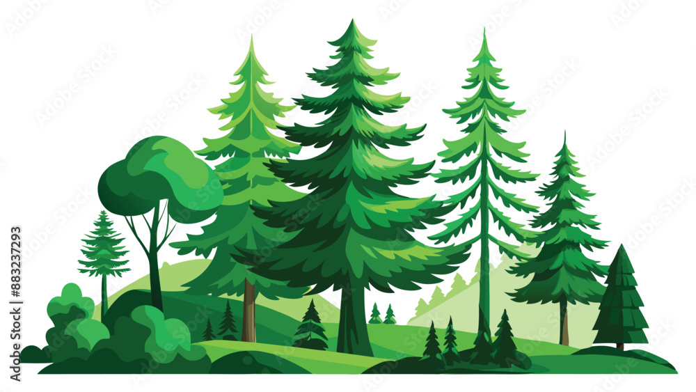 Fototapeta premium trees in the forest vector art illustration.AI GENERATED
