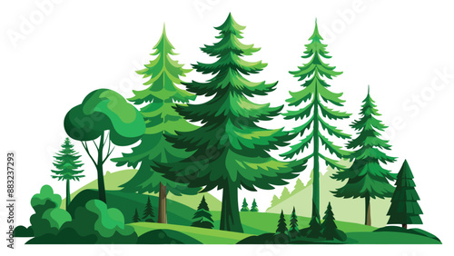 trees in the forest vector art illustration.AI GENERATED