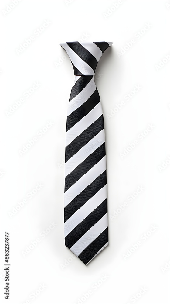 **extended black tie with white stripes on solid white background **extended black tie with white stripes on solid white background