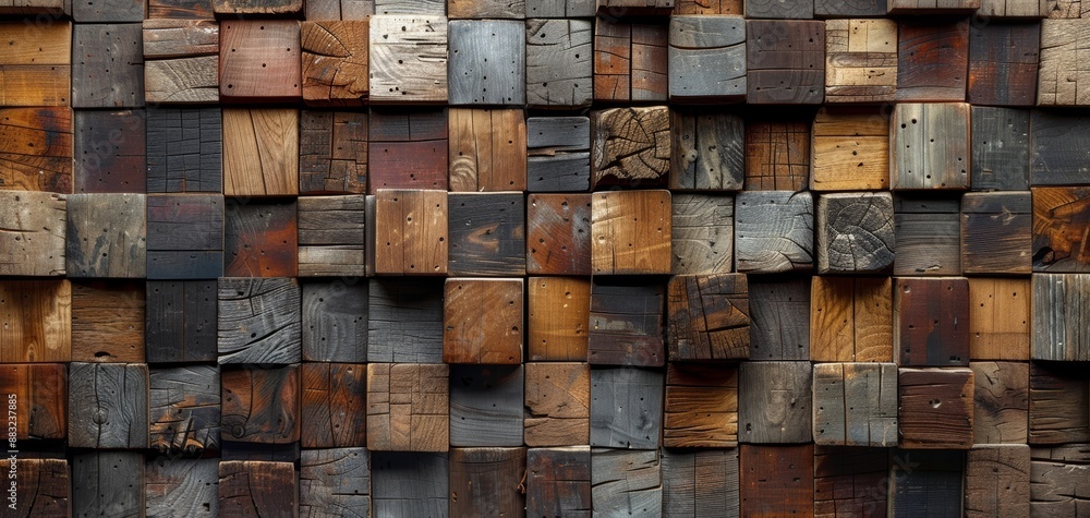 Modern Wall Decoration with Wooden Tiles Generative AI Modern Wall Decoration with Wooden Tiles Generative AI