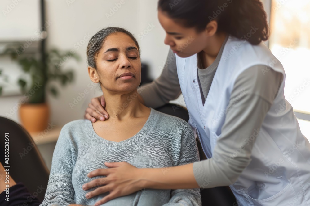 Young woman shows support in therapy session Young woman shows support in therapy session