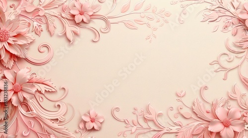 Pink card with intricate floral design and blank space below