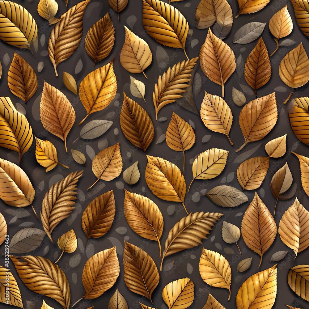 Seamless Pattern of Beech Leaves on Dark Charcoal Background. Perfect for: Autumn, Forest, Park Seamless Pattern of Beech Leaves on Dark Charcoal Background. Perfect for: Autumn, Forest, Park